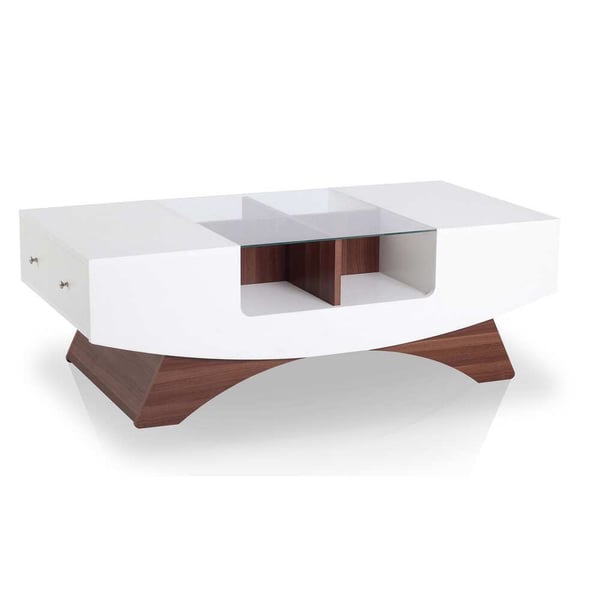 Asghar Furniture - Mistana Coffee Table - White & Walnut