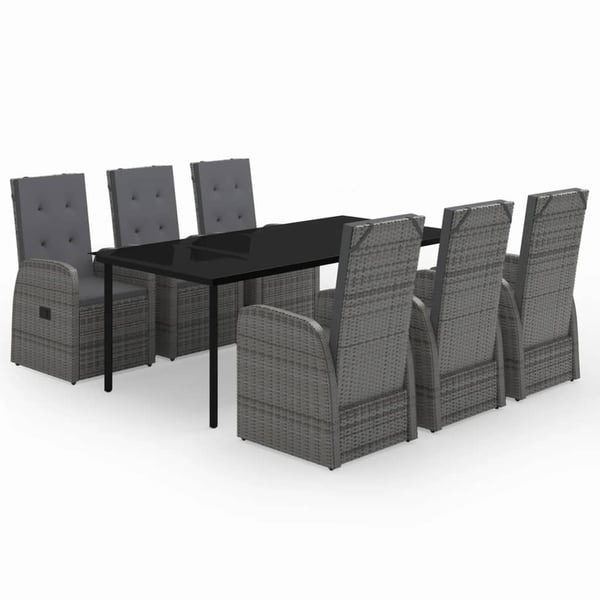 vidaXL 7 Piece Garden Dining Set with Cushions Grey