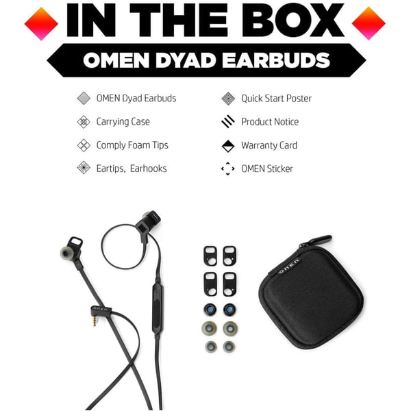 HP 8JE67AA OMEN Dyad In Ear Earphone Black HP 8JE67AA OMEN Dyad In Ear Earphone Black