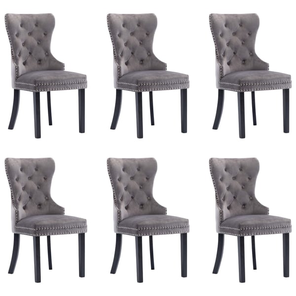 vidaXL Dining Chairs 6 pcs Grey Velvet
