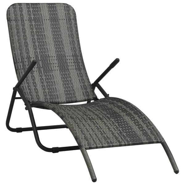 Vidaxl Folding Sun Lounger Poly Rattan Grey Vidaxl Folding Sun Lounger Poly Rattan Grey