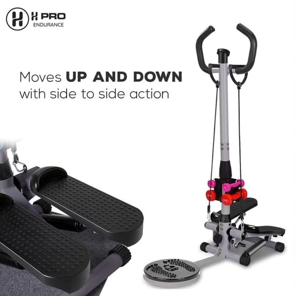 H Pro Fitness Training Equipment Multi-function Stepper Household Mute With Handrail Hydraulic Stepper With Dial Display And Foldable Twist Waist Plate HM000MS-9