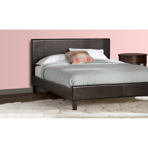 Modern Faux Leather Platform Bed Super King Brown price in Bahrain, Buy