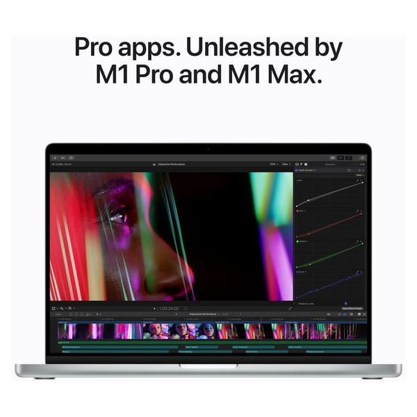 MacBook Pro 14-inch (2021) - M1 Pro Chip 16GB 512GB 14-core GPU Silver English/Arabic Keyboard - Middle East Version MacBook Pro 14-inch (2021) - M1 Pro Chip 16GB 512GB 14-core GPU Silver English/Arabic Keyboard - Middle East Version