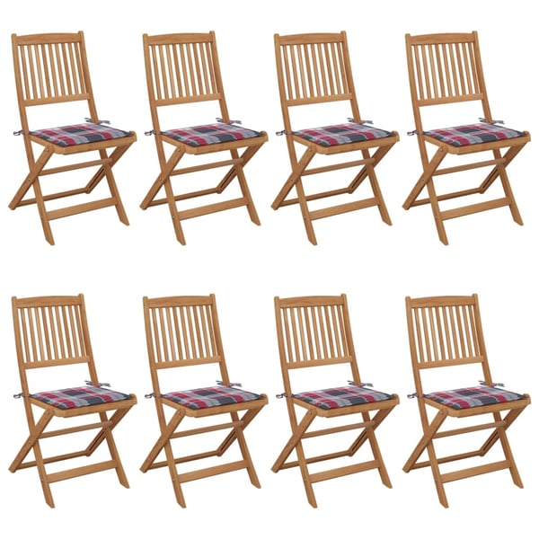 Buy vidaXL Folding Garden Chairs 8 pcs with Cushions Solid Acacia Wood