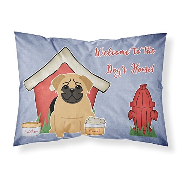 Caroline's Treasures Bb2761Pillowcase Dog House Collection Pug Brown Fabric Standard Pillowcase, Standard, Multicolor
