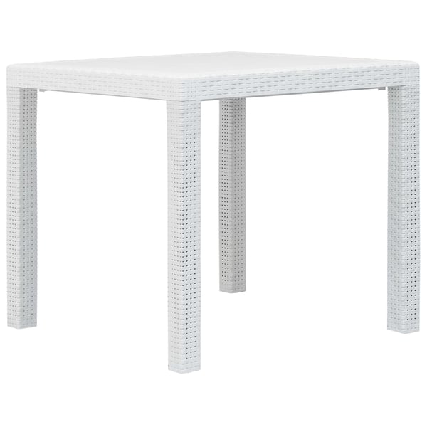 vidaXL Garden Table White 79x79x72 cm Plastic Rattan Look vidaXL Garden Table White 79x79x72 cm Plastic Rattan Look