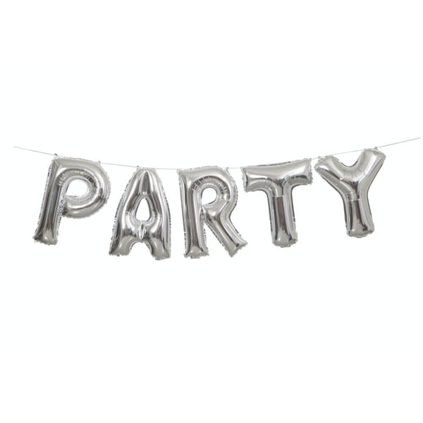 Unique- Party Silver Foil Balloon Letter Banner Kit Unique- Party Silver Foil Balloon Letter Banner Kit