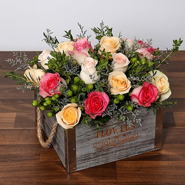 Dreamy Arrangement Of Mixed Roses