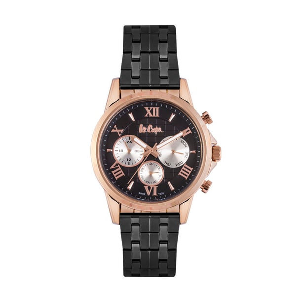 Lee Cooper, LC06849.430, Mens Analog Watch, Black Dial Multi-Function 3 Hands Black Stainless-Steel Strap Lee Cooper, LC06849.430, Mens Analog Watch, Black Dial Multi-Function 3 Hands Black Stainless-Steel Strap