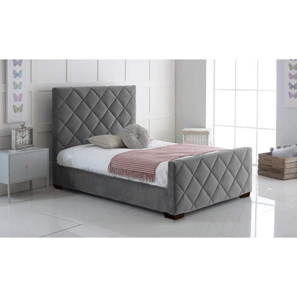 Grey velvet king hotsell bed