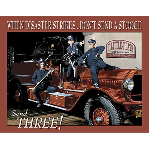 Desperate Enterprises The Three Stooges Fire Department Tin Sign, 16