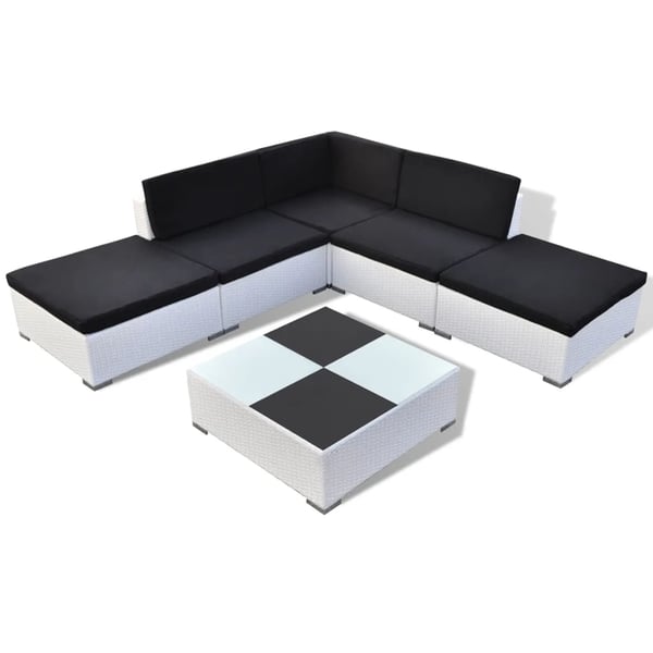 Vidaxl 6 Piece Garden Lounge Set With Cushions Poly Rattan White
