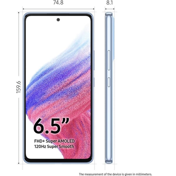 Samsung Galaxy A53 128GB Awesome Blue 5G Dual Sim Smartphone - Middle East Version Samsung Galaxy A53 128GB Awesome Blue 5G Dual Sim Smartphone - Middle East Version