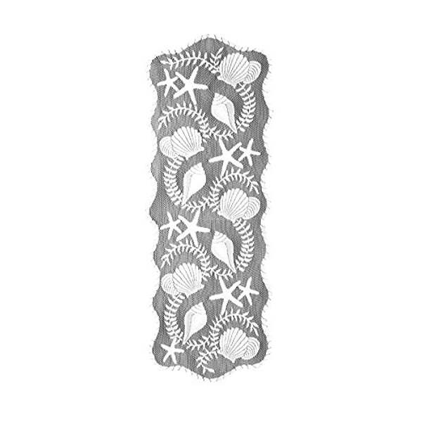 Heritage Lace Tidepool Table Runner, 14 By 40-Inch, White