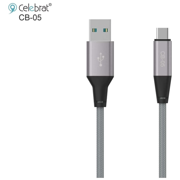 Celebrat Type C Cable 1m Grey - CB05T Celebrat Type C Cable 1m Grey - CB05T