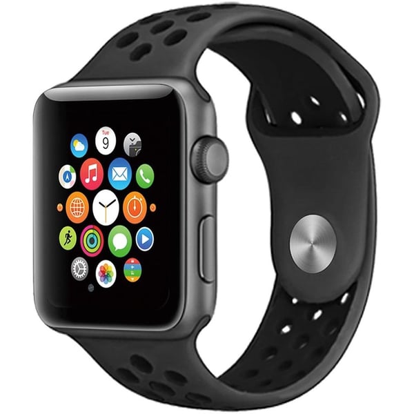 Porodo Sport Silicone Band For Apple Watch 42/44/45mm Black/Grey Porodo Sport Silicone Band For Apple Watch 42/44/45mm Black/Grey