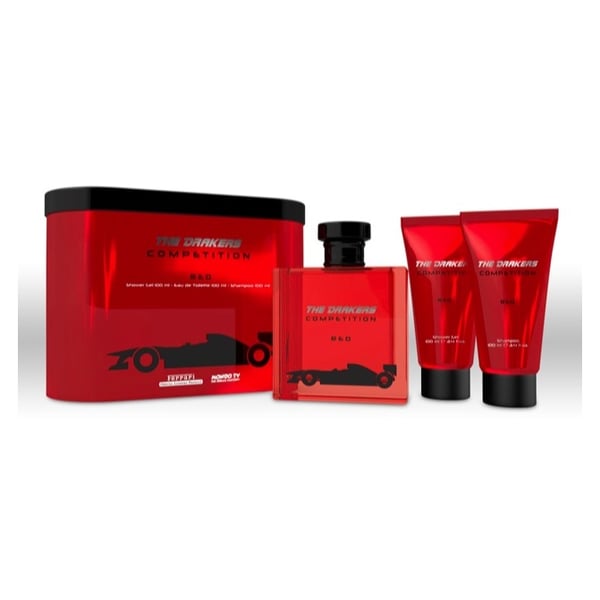 Ferrari Drakers Competition Red EDT 100ml + Shower Gel 100ml + Hair & Bodywash 100ml Vertical Tin