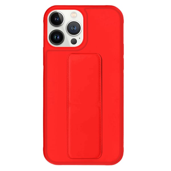 Margoun case for iPhone 14 Pro with Hand Grip Foldable Magnetic Kickstand Wrist Strap Finger Grip Cover 6.1 inch Red