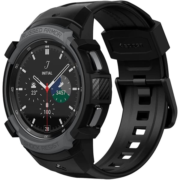 Spigen Rugged Armor Pro Designed For Samsung Galaxy Watch 4 Classic 46mm Case With Band - Charcoal Gray