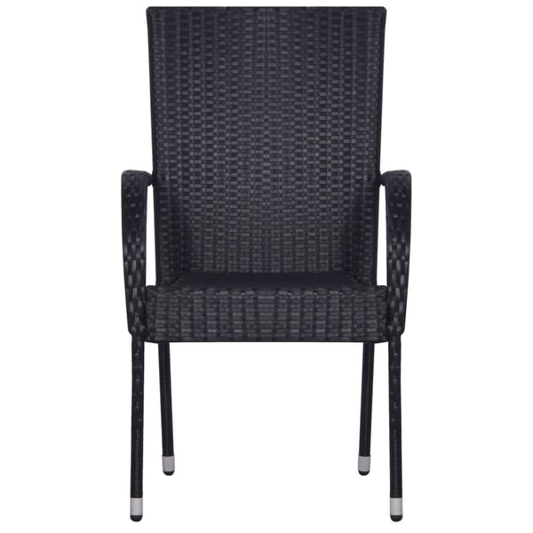 Vidaxl Stackable Outdoor Chairs 2 Pcs Poly Rattan Black