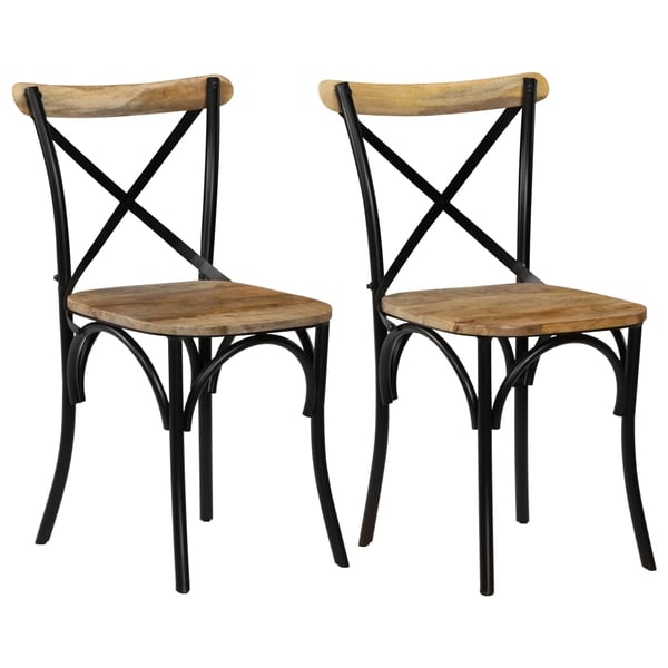 vidaXL Cross Chairs 2 pcs Black Solid Mango Wood vidaXL Cross Chairs 2 pcs Black Solid Mango Wood