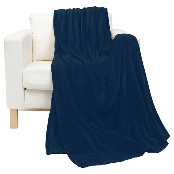 Buy Comfy King Size Flannel Fleece Blanket Navy Blue Online in UAE