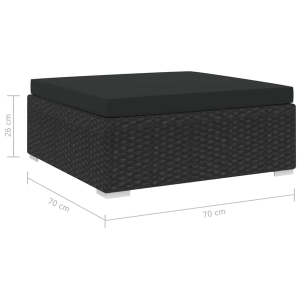 Vidaxl Sectional Footrest 1 Pc With Cushion Poly Rattan Black
