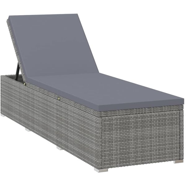 Vidaxl Sun Lounger With Cushion Poly Rattan Grey Vidaxl Sun Lounger With Cushion Poly Rattan Grey