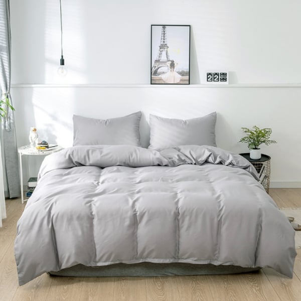 Luna Home Premium Collection King Size 6 Pieces Bedding Set Without Filler, Plain Light Grey Color