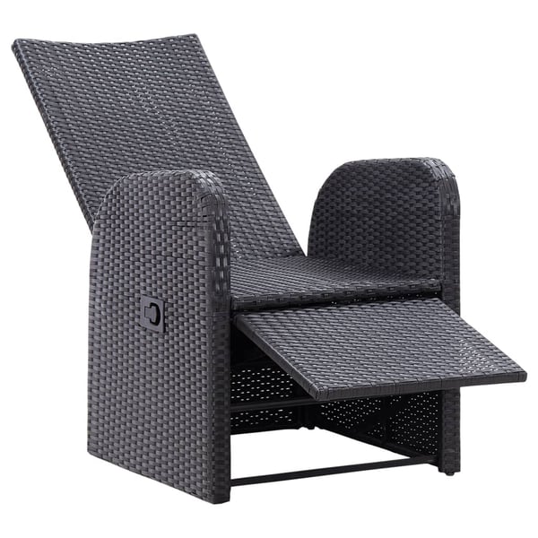 vidaXL Reclining Garden Chair with Cushion Poly Rattan Black vidaXL Reclining Garden Chair with Cushion Poly Rattan Black
