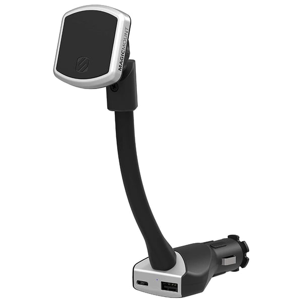 Scosche Magic Mount Pro Dual Power Socket Charging Mount Black/Silver Scosche Magic Mount Pro Dual Power Socket Charging Mount Black/Silver