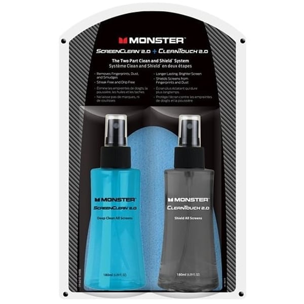 Monster MCTVCLNKITLGCLNTCHLGWW ScreenClean 2.0 and CleanTouch 2.0 Combo Pack 180ml Monster MCTVCLNKITLGCLNTCHLGWW ScreenClean 2.0 and CleanTouch 2.0 Combo Pack 180ml