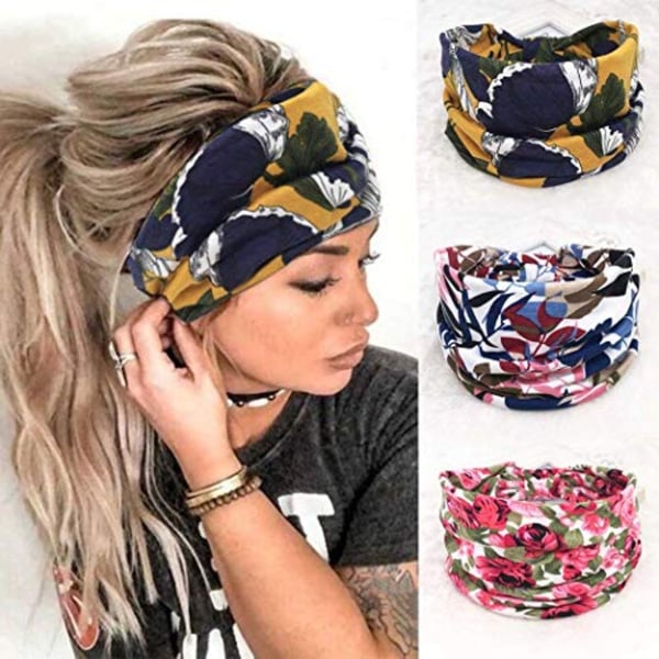 Buy Catery Boho Headbands Wide Knot Headband Headpiecce Bohemia Floal Style  Head Wrap Hair Band Vintage Cotton Elastic Fabric Hairbands Fashion  Accessories For Women And Girls – Pack Of 3 Online in