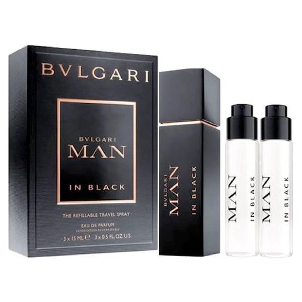 Bvlgari Man Black Gift Set For Men (Bvlgari Man Black 15ml EDP + Bvlgari Man Black Refill 15ml EDP + Bvlgari Man Black Refill 15ml EDP)