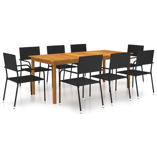 vidaXL 9 Piece Garden Dining Set Black vidaXL 9 Piece Garden Dining Set Black