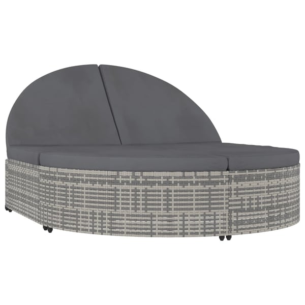 Vidaxl 2-person Sun Lounger With Cushions Poly Rattan Grey