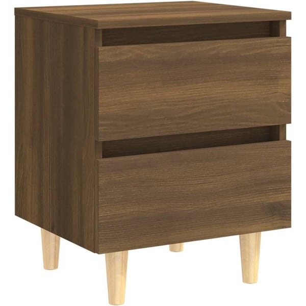 Vidaxl Bed Cabinet With Solid Wood Legs Brown Oak 40x35x50 Cm