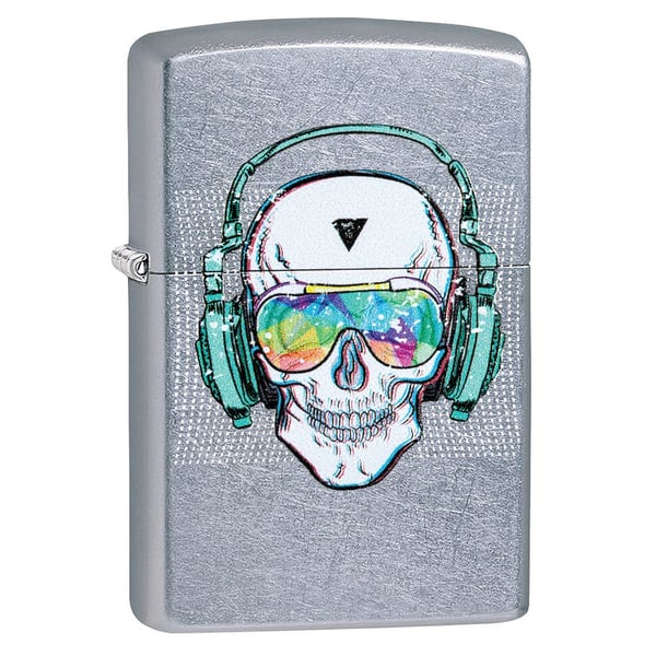 Zippo 29855 Skull Headphone Design Street Chrome Windproof Lighter Zippo 29855 Skull Headphone Design Street Chrome Windproof Lighter
