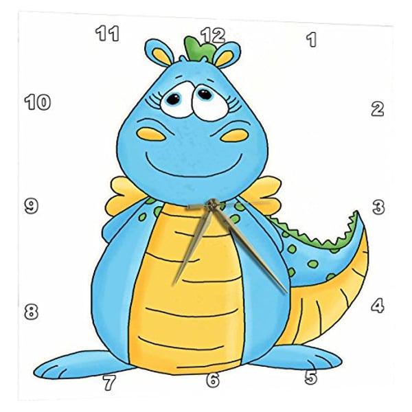 3Drose Cute Cross Eyed Aqua Dragon Illustration - Wall Clock, 13 By 13-Inch (Dpp_211159_2)