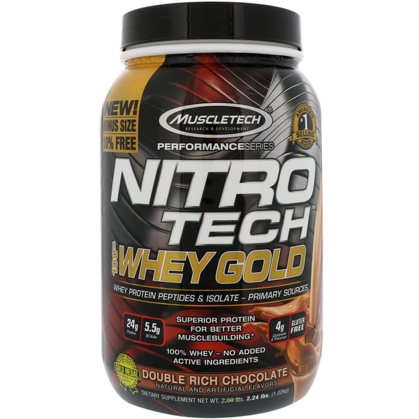 MuscleTech Nitro Tech Whey Gold Double Rich Choc 2.24LB