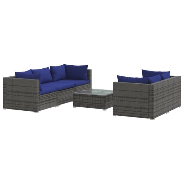 Vidaxl 6 piece garden lounge set with cushions poly rattan grey cheap