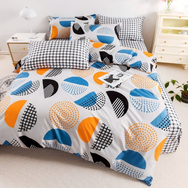 Luna Home – King Size 6 Pieces Bedding Set Without Filler, Multi Color Geometric Shapes Design
