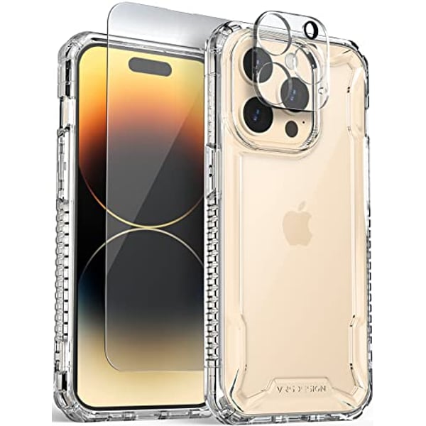 VRS Design Terra Guard Crystal designed for iPhone 14 PRO case cover with Tempered Glass Screen Protector and Camera Lens Protector - Clear VRS Design Terra Guard Crystal designed for iPhone 14 PRO case cover with Tempered Glass Screen Protector and Camera Lens Protector - Clear