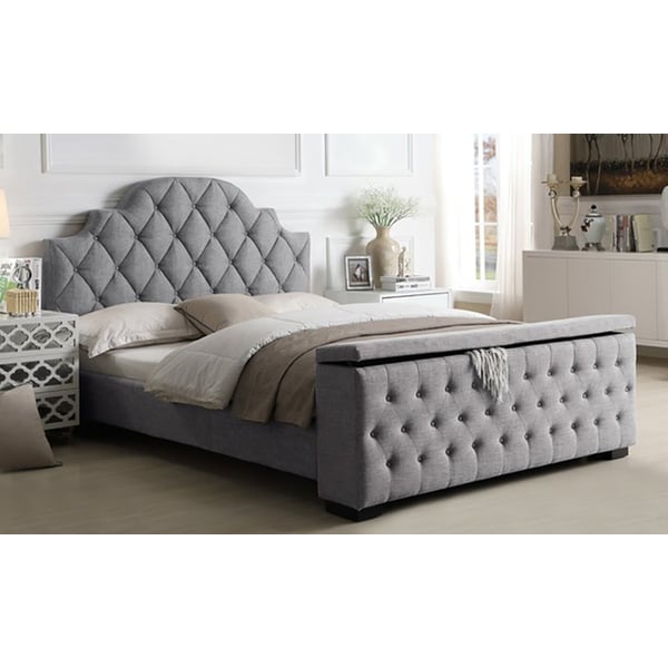 Footboard Storage Bed King without Mattress Charcoal Grey Footboard Storage Bed King without Mattress Charcoal Grey