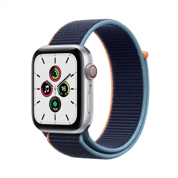Apple Watch SE GPS+Cellular 40mm Silver Aluminum Case with Deep Navy Sport Loop Apple Watch SE GPS+Cellular 40mm Silver Aluminum Case with Deep Navy Sport Loop