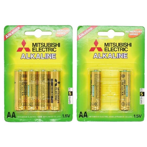 Mitsubishi 1.5V AA Alkaline Battery 6pc Set
