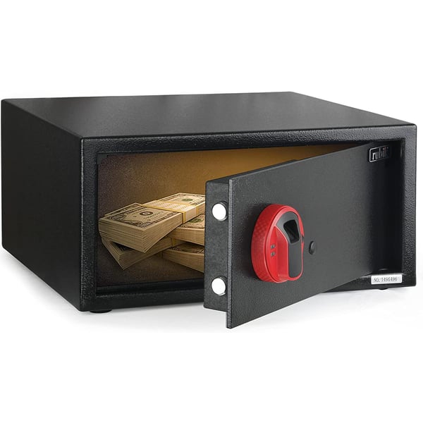 Rubik Safe Box With Fingerprint, Hotel Safe A4 Document Size Biometric Safety Deposit Box Fire Resistant Coating (size 42x37x20cm) Black