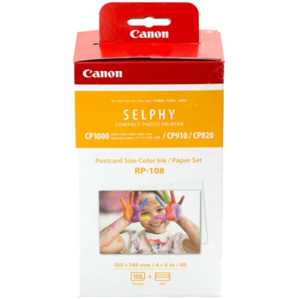 Canon Selphy CP1300 Wirless Printer Pink + Canon RP-108 Photo Paper