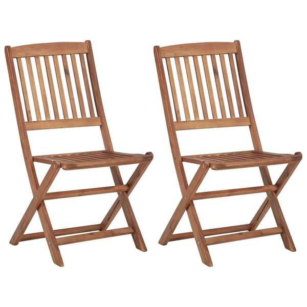 vidaXL Folding Outdoor Chairs 2 pcs Solid Acacia Wood vidaXL Folding Outdoor Chairs 2 pcs Solid Acacia Wood